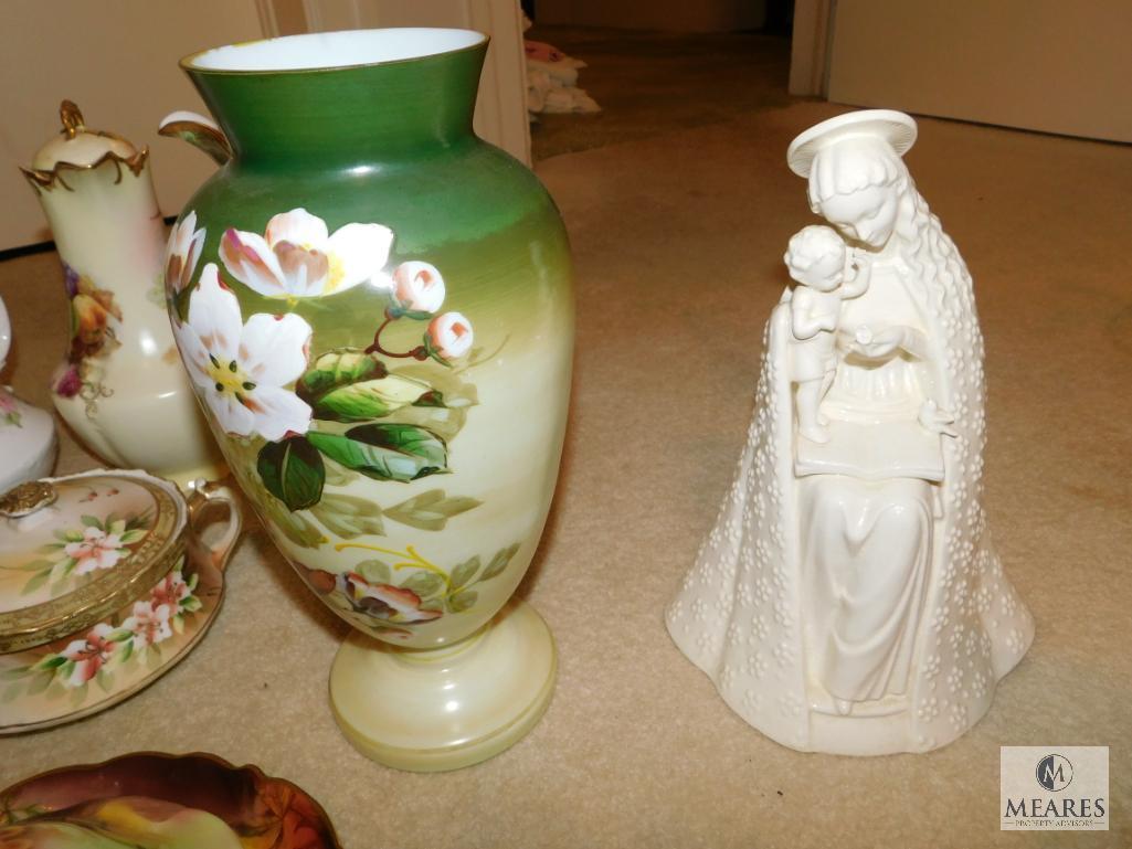 9 piece lot Vintage Porcelain / Ceramic Tea Kettles, Vase, Bowl, Butter Dish