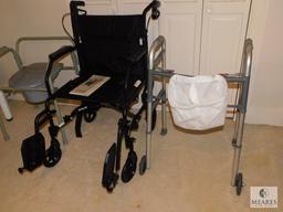 Lot medical / handicap supplies wheelchair, walker, shower seat, bedside potty