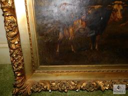 Vintage cow picture frames ornate gold gilt