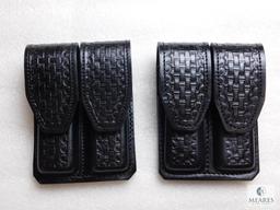 2 new leather double mag pouches for Colt 1911 and other single stack magazines