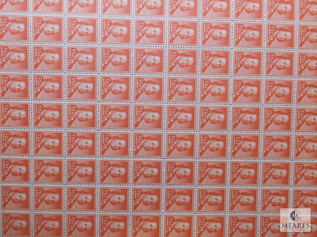 Sheets of collectible postage stamps