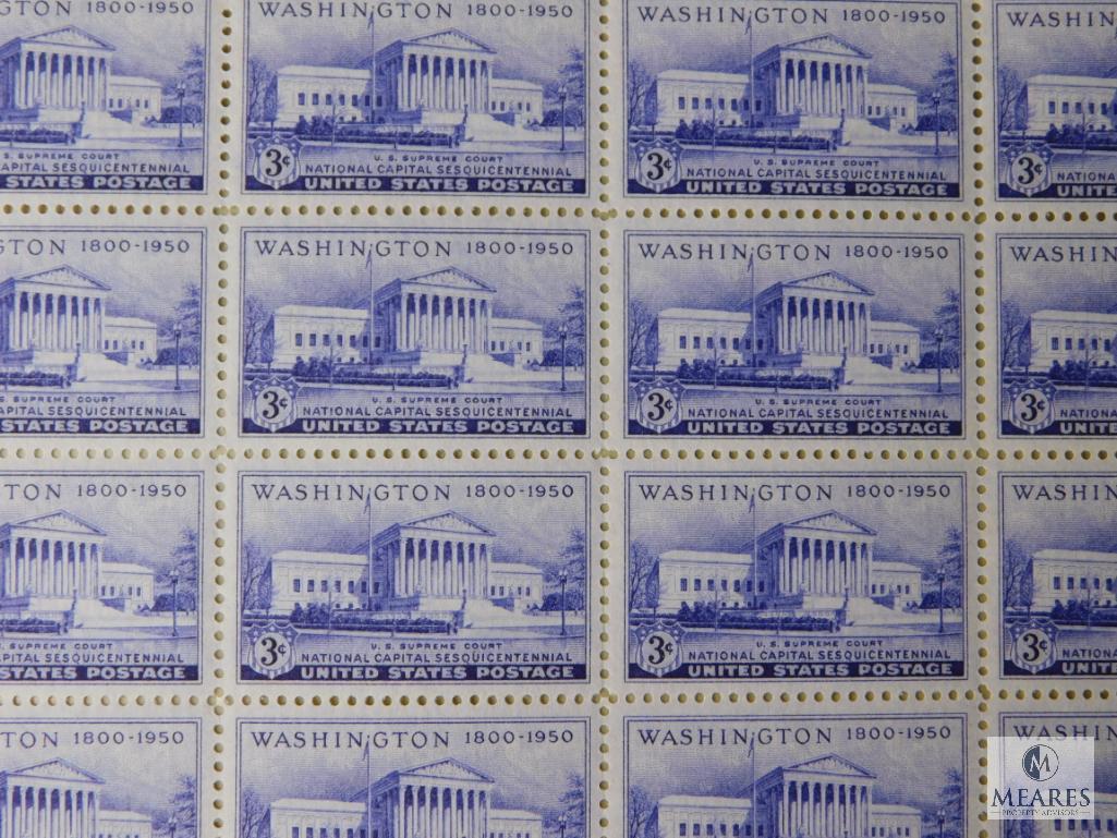 Sheets of collectible postage stamps