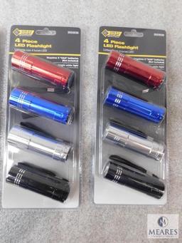 Lot 3 Sets of 4 LED Mini Flashlights & New 3 piece Stubby Tool Set