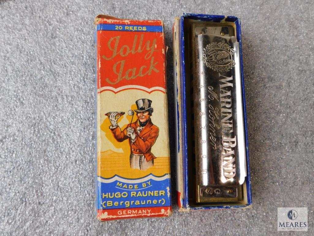 Lot Vintage Toys Tonka Dump Truck, Jolly Jack Marine Band Harmonica, Dad's Puzzler, & New Georgia