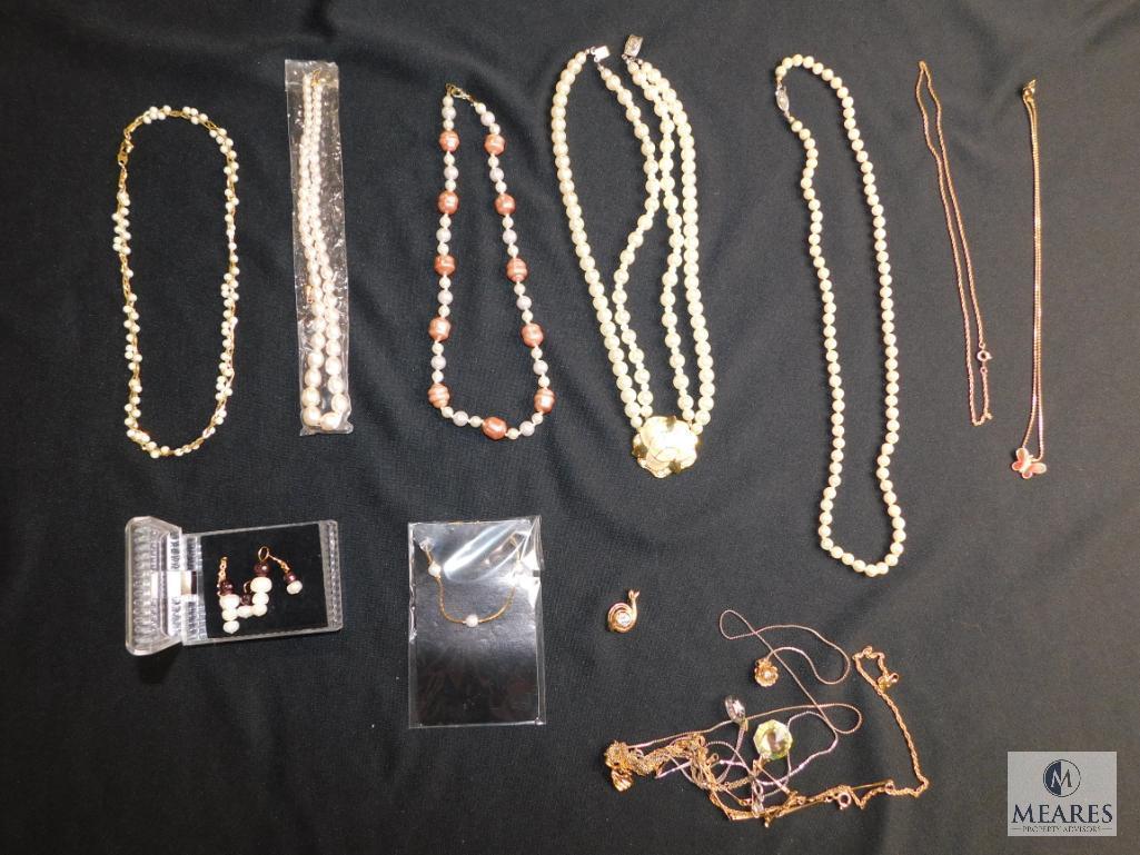 Assorted costume pearl jewelry