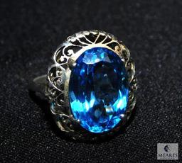 Ring with topaz like stone set-in sterling, Approximate size 8.5