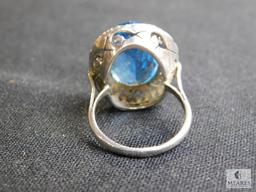 Ring with topaz like stone set-in sterling, Approximate size 8.5