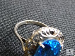 Ring with topaz like stone set-in sterling, Approximate size 8.5