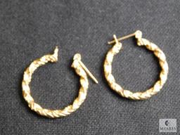 14k hoop earrings (pierced) and pearl earrings set in 14k screw bag