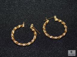 14k hoop earrings (pierced) and pearl earrings set in 14k screw bag