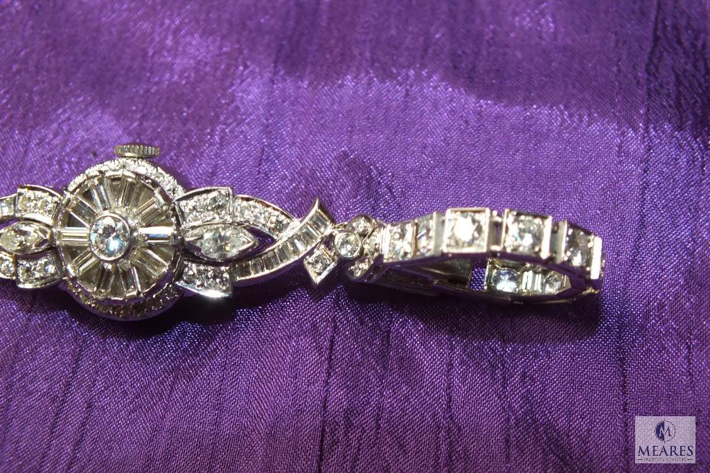 Hamilton Ladies Wrist Watch 7 carat Diamonds 14K WG & Platinum