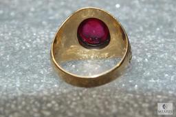 10K Gold J.S. Wright High School Ring 1957 Red Stone