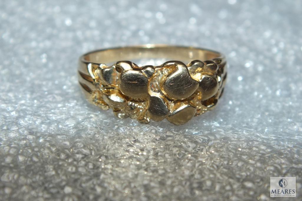 10K Gold Nugget Style Ring Mens
