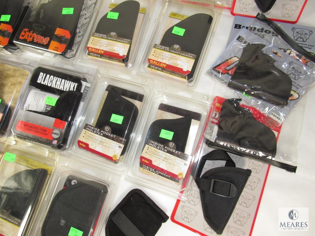 Lot 22 New various Semi-Auto Pistol Holsters for ankle & hip; Bulldog, Blackhawk, & Uncle Mike's