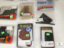 Lot 10 New Leather / Soft Small Pistol Handgun Holsters Tagua, Blackhawk, & Bulldog