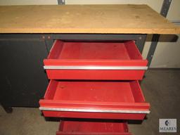 Tool Chest Bench Table 5 Drawer w/ Cabinet and Wood Table Top