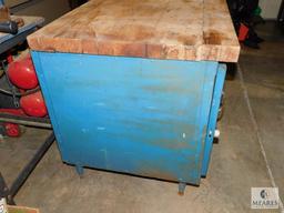 Work Bench Metal Locker Storage with Wood Top