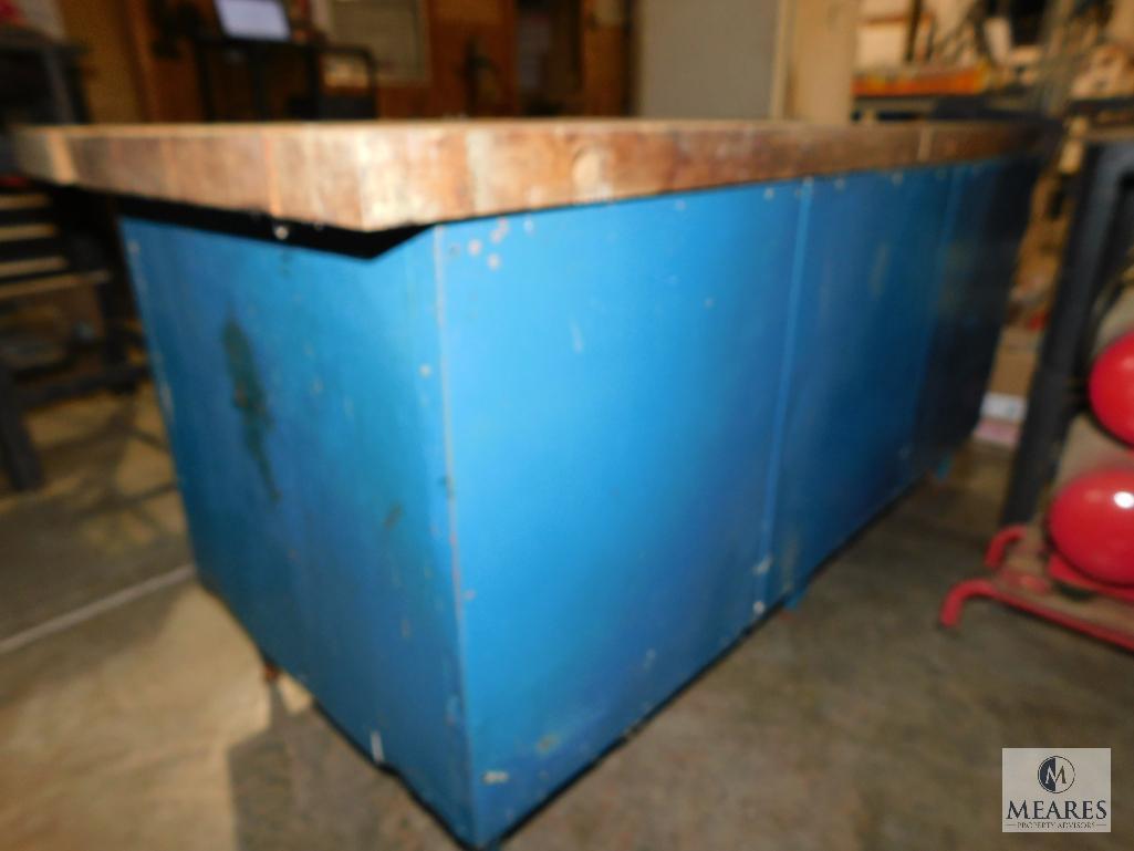 Work Bench Metal Locker Storage with Wood Top