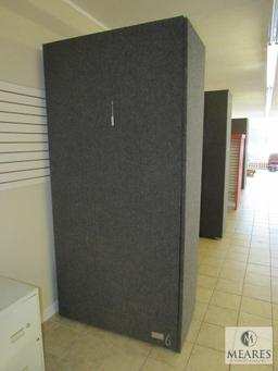 Tall rolling display cabinet - cloth covered