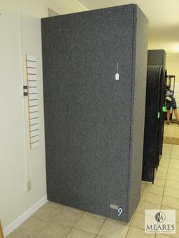 Tall rolling display cabinet - cloth covered