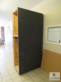 Tall rolling display cabinet - cloth covered