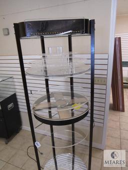 Tall circular display cabinet - wood and plexi