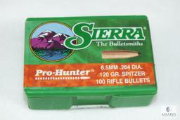 100 Count sierra 6.5mm .264 diameter bullets 120 grain spitzer