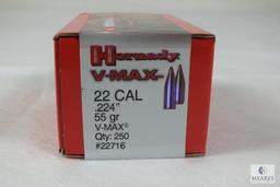 250 Count Hornady 22 Caliber bullets 55 grain V-Max