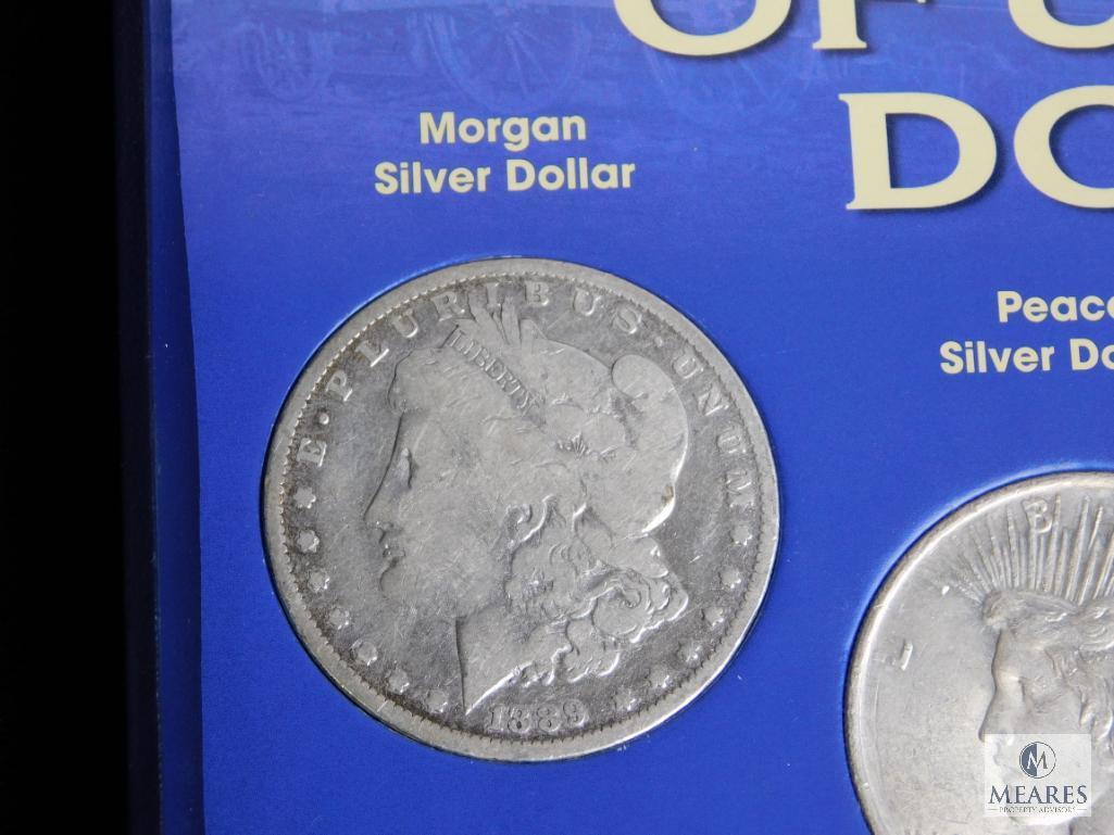 Set of Two Centuries of US Silver Dollars; Morgan, Peace, American Eagle, & Eisenhower