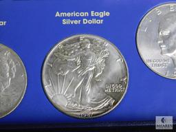 Set of Two Centuries of US Silver Dollars; Morgan, Peace, American Eagle, & Eisenhower