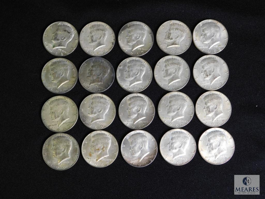 Lot 20 40% Silver 1966-1969 Kennedy Half Dollars