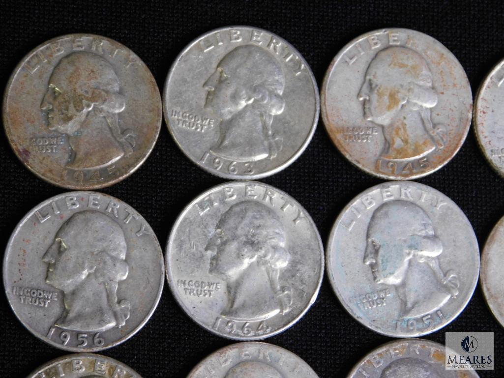 Lot 20 Silver Washington Quarters 1964 - back