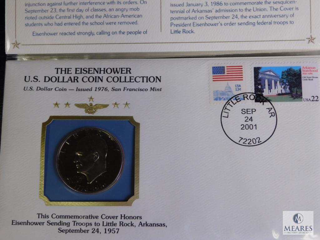 Complete Eisenhower US Dollar with Stamps Collection in Binder