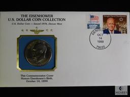 Complete Eisenhower US Dollar with Stamps Collection in Binder