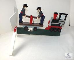 Hand Made Wood Train Handcar Wind spinner