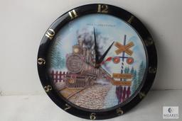 Lot of 2 wall clocks Train & Liberty Eagle