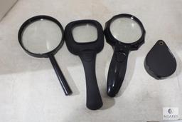 Lot of Magnifying Glass Glasses & Wood Rulers