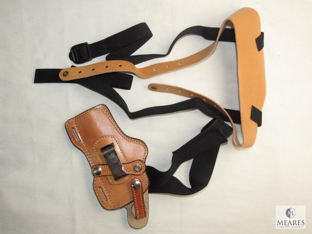 New Hunter Leather Shoulder Holster fits 4" Revolvers & Mid Size Semi Autos