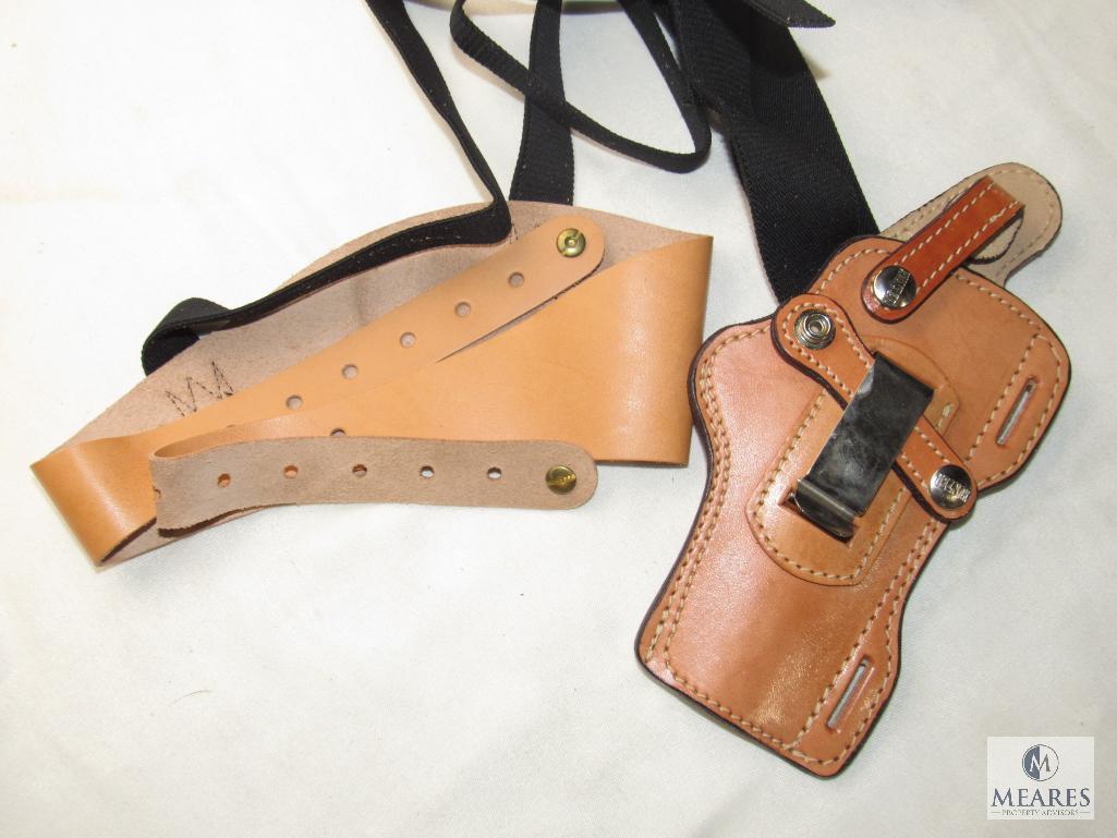 New Hunter Leather Shoulder Holster fits 4" Revolvers & Mid Size Semi Autos