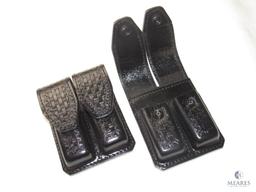 Lot 2 New Leather Double Magazine Pouches for Glock, Beretta, and Similar Mags