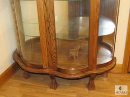 Antique Curved Glass Front Double Door Curio Cabinet Carved Feet