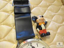 Vintage Mickey Mouse Watch wall clock and rubber toy