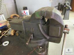 Metal Fab Table with Bench Vise & Contents