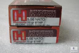 40 Rounds Hornady 5.56 NATO Superformance Match Ammo 75 Grain BTHP Ammunition