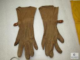 Lot VIntage Leather Gauntlet Gloves, Sock Stretcher / Drier & NCHA Flag