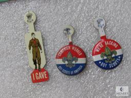 Lot Boy Scouts 1920's Citizenship Blotter, 3) 40's Bend Tab Buttons, 6) 30's + Bookmarks