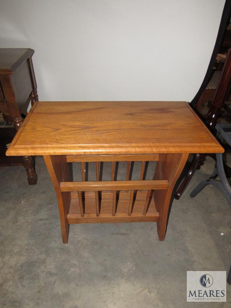 Oak Magazine Rack Side Table