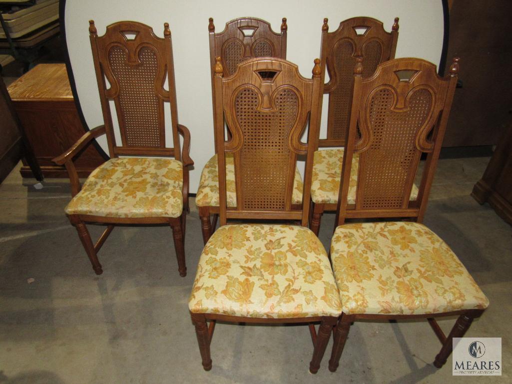 Lot of 5 Wooden Cushioned Chairs