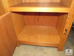 Surewood Oak Television Stand with Lazy Susan & Cabinet