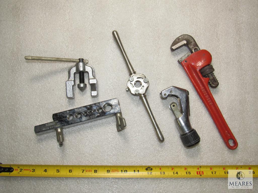 Lot Imperial Eastman Tube Flaring Set, Pipe Cutters, & 10" Pipe Wrench